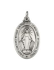 .925 Sterling Silver Antiqued Religious Oval 26mm(H) x 18mm(W) Our Lady of Guadalupe Miraculous Mary Medal Charm Pendant