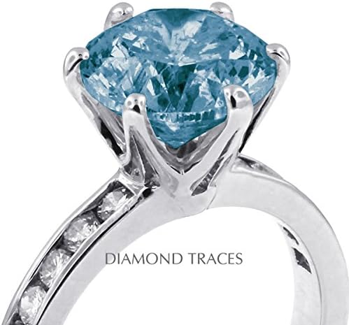 2.23 Carat Round Natural Diamond AGI Certified Blue-SI1 Excellent Cut 18k White Gold 6-Prong Setting Crown Head Engagement Ring