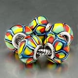 Pugster 5 Color Pattern Glass Beads - Pandora Charm & Bracelet Compatible