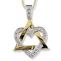Diamond (.15 ctw) Heart Star of David Pendant in 14k Yellow Gold With 16 inch Chain