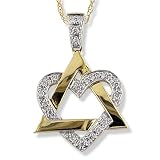 Diamond (.15 ctw) Heart Star of David Pendant in 14k Yellow Gold