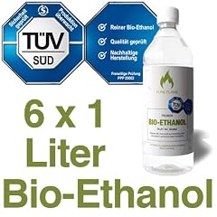 6 x 1L Bioethanol 96,6% - PURE FLAME - 6 Liter in 1L Flaschen - T�V gepr�fte Reinheit, Qualit�t, Sicherheit & nachhaltige Herstellung - Made in Germany - nur 2,48 EUR/L. !!!