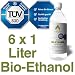 Produkt-Bild: 6 x 1L Bioethanol 96,6% - PURE FLAME - 6 Liter in 1L Flaschen - T&Uuml;V gepr&uuml;fte Reinheit, Qualit&auml;t, Sicherheit & nachhaltige Herstellung - Made in Germany - nur 2,48 EUR/L. !!!