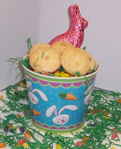 Childrens Toyshop  Gourmet Food : Scott's Cakes 1 lb. Almond Macaroon Cookies in a Blue Bunny Pail with Jelly Beans and Milk Chocolate Bunny