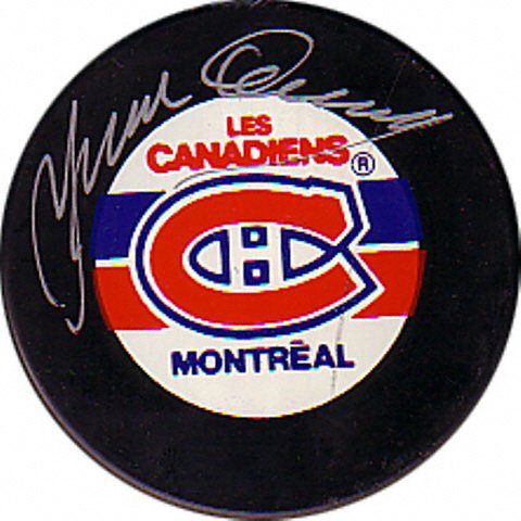 Yvan Cournoyer Montreal Canadiens Autographed Hockey Puck
