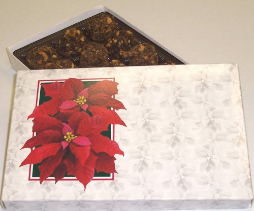 Scott's Cakes 1 lb. Chocolate Raspberry Hazelnut Balls in a Poinsettia Box by Raspberry Candy