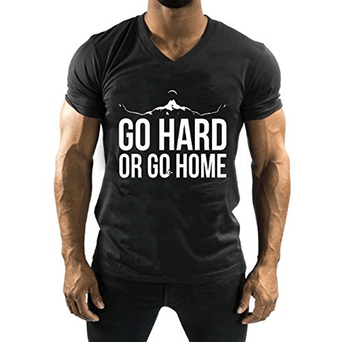 DashX Go Hard Or Go Home Teefit Fitness Series Cotton Mens V-Neck T-Shirt