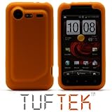 TUF TEK Orange Soft Silicone / Gel / Rubber Skin Cover Case for Verizon HTC ....