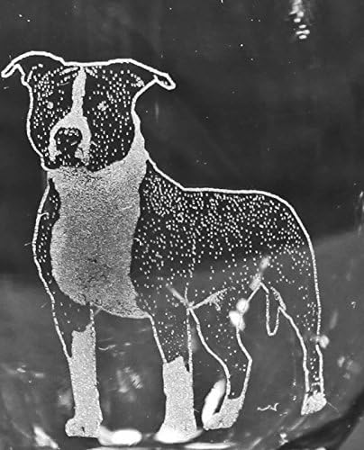 American Staffordshire Terrier Dog with Natural Ears Laser Etched Beer Can Glass set of 4