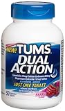 Tums Dual Action Acid Reducer plus Antacid Chewable Tablets, 50 Count Bottle, Berry Flavor Tums Dual Action Acid Reducer plus Antacid Chewable Tablets, 50 Count Bottle, Berry Flavor