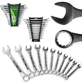 Quality Combination SAE Wrench 11 pc Set w/ Storage Rack