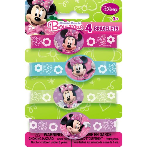 Minnie Mouse Rubber Bracelets, 4ct