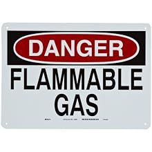 Brady 25661 10" Height, 14" Width, B-401 Plastic, Black And Red On White Color Chemical And Hazardous Materials Sign, Legend "Danger, Flammable Gas"