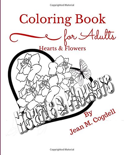 h f adult coloring book hearts  flowers