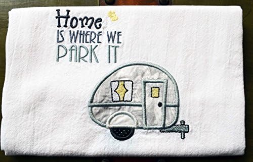 Custom Top Quality Dish Towel, Trailer Decor, Flour Sack Towel, RV Gift, Choice of Trailer Color. (Option to add name)