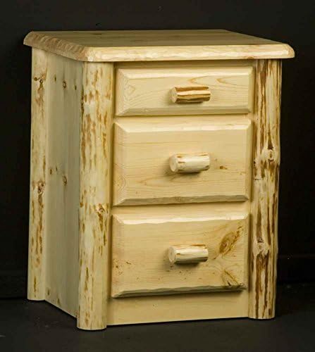 Wilderness 3 Drawer Nightstand in Clear Lacquer Finish