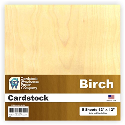 White Birch Veneer Cardstock 12" x 12" - 5 Pack from Cardstock Warehouse 65#