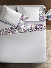 Ipersan Ramage Armonie Completo con Bordo Fotografico, Cotone, Bianco e Bordo Lilla, Matrimoniale