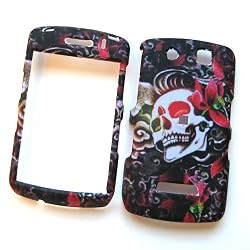 RIM Blackberry Storm 9530 Thunder 9500 Rubberized Snap-on Protector Hard Case Image Cover "Skull 'N Roses" Design