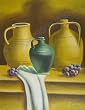 Wine and Grapes Oil Paintingg Green Tone