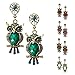 Bleek2Sheek Medium Antiqued Turquoise Crystal Wise Owl Dangle Earrings