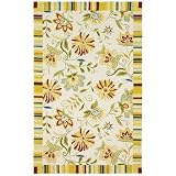 Accents Floral Stripe Border Ivory / Yellow Contemporary Rug Size: 5 x 8