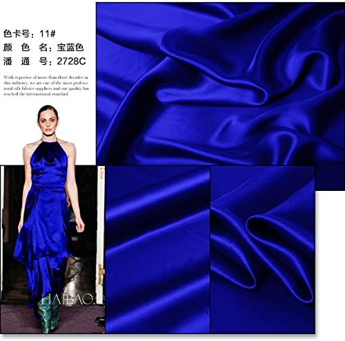 Designer Multi-color (1-24) Fashion Silk Elastic Satin Fabric By the Yard (Mumi: 19 m/m) (11# Royal Blue)