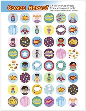 48 COMIC HEROS THEMED Bottle Cap Circles - 1 inch - scrapbooking crafts