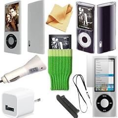 MaryCom 10 Teiliges Mega Zubeh�r Set f�r Apple IPod Nano5 / 5g ( 220V Ladeger�t, KFZ Ladeger�t, Transparentes Crystal Case, Trageband , Weises Silikon Case, Transparentes TPU Case, Schutztsocke, Reinigungstuch, Displayschutz Folie, Connector Schutzkappe) / MP N5