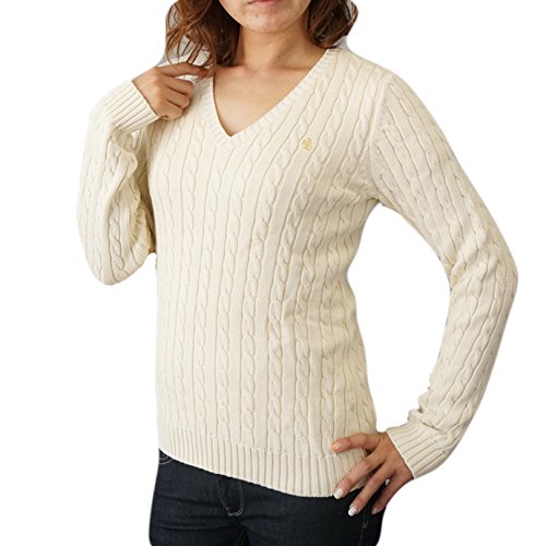 (ポロ ラルフローレン)POLO Ralph Lauren ニット Vネック 縄編みセーター レディース [並行輸入品]