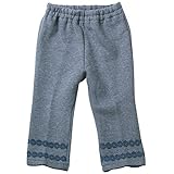 《H28年秋冬物》(日本製) Pample Mousse(パンプルムース) 裏起毛裾花柄レース付き長丈パンツ 90cm/NB NO.DP-63356