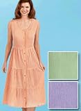 Crinkle Cotton Button-Front Dress - Sizes: XL - 4X