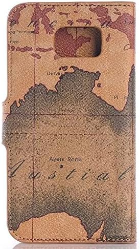 Alip Samsung galaxy S6 G9200 Case -Fashion World Map Fold Design Smart Cover Case For Samsung galaxy S6 G9200 With Stand Function High Quality PU Leather Bag For Samsung galaxy S6 G9200 - Map Brown