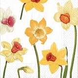 Caspari Set of Two Daffodil Cocktail Napkins packages, 20 per package