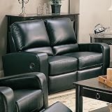 Kingslee Dual Reclining Love Seat in Black Bonded Leather by Coaster Furniture