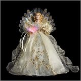 14 Animated Fiber Optic Angel Christmas Tree Topper With Elegant Gold Dress