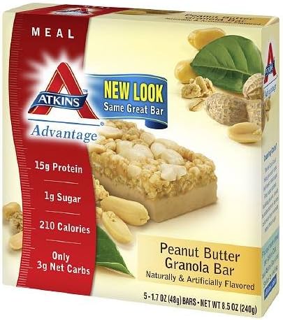 Atkins Advantage Meal Bars, Peanut Butter Granola 5 ea (Pack of 4)