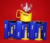 Set of 6 Hot Content Tea Coffee Glasses w/ Color Glass-Holders Made in Poland