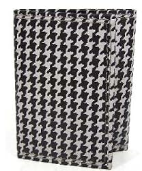 Houndstooth Leather Tri-Fold Wallet