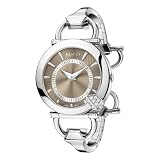 Gucci Women`s YA122511 Chiodo Steel Bangle Diamond Case Brown Dial Watch