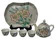 Chinese miniature tea set - 4 teacups, teapot, and tray - tiger lily design, hand painted porcelain