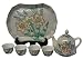 Chinese miniature tea set - 4 teacups, teapot, and tray - tiger lily design, hand painted porcelain