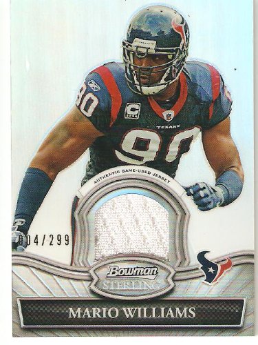 2010 Bowman Sterling #BSRMWI Mario Williams - Houston Texans (Piece of Authentic Jersey - Serial #d to 299) (Football Cards)