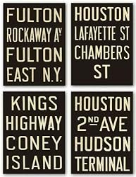 New York Subway Sign Set by Winter Works 12"x9" Art Print Poster
