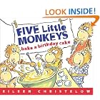 Click here to buy Five Little Monkeys Bake a Birthday Cake: (formerly titled Don't Wake Up Mama) by  Eileen Christelow.