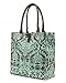 Blossom Collection Damask Print Large Tote Bag - Chocolate Brown, Blue Green (14 x 14.5 x 6)