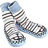 Light Blue Striped Nautical Moccasins by Nowali (2 Years)