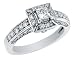 Antique Vintage Diamond Engagement Anniversary Ring 9/10 Carat (ctw) in 14K White Gold with Princess Cut
