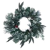 16 Flocked Winter Mixed Pine Christmas Candle Ring