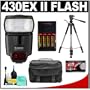 Canon 430EX II Speedlite Flash + 4 Batteries & Charger + Tripod + Case for Canon EOS Rebel XT, XTi, XS, XSi, T1i, 50D, 40D, 5D SLR Digital Cameras